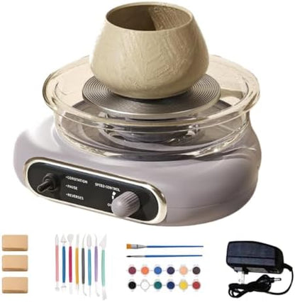 Turntable Potter's Wheel for Kids Adults, Electric Pottery Wheel Ceramic Machine, Pottery Forming Machine with Clay Tool Set, DIY Pottery Kit for Beginners DIY Clay Art for Art Craft Gift Gray by Unknown