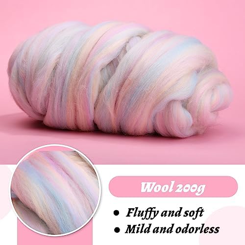 7.02 oz Wool Roving, Beginners Needle Felting Kit Felt Supplies - Image 3