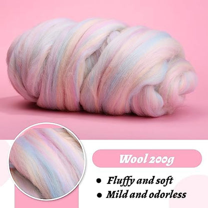 7.02 oz Wool Roving, Beginners Needle Felting Kit Felt Supplies - Image 3