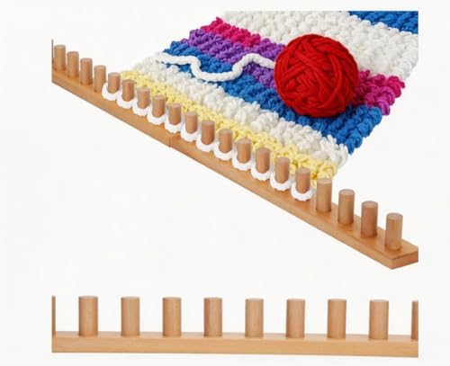 Sienson 52" Chunky Knitting Loom for Blanket Making – Foldable Wood Frame, Portable DIY Hand Knitting Kit for Beginners, Reusable Blanket Loom for Bulky Yarn Crafts & Gifts by Sienson