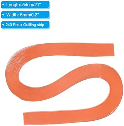 PATIKIL 240pcs Quilling Strips Paper 3/16"(5mm) 21"(54cm) Origami Paper Quilling Strip for Art DIY Hand Craft Christmas, Dark Orange - Image 2