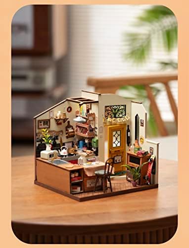 Rowood Miniature House Kit,DIY Miniature Dollhouse Kit for Adults,Wooden Table Collection Model Kits to Build,Birthday for Adult(Homey Kitchen) - Image 4