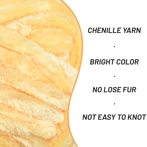 Chenille Velvet Soft Yarn Light Yellow 4 Pack - Image 2