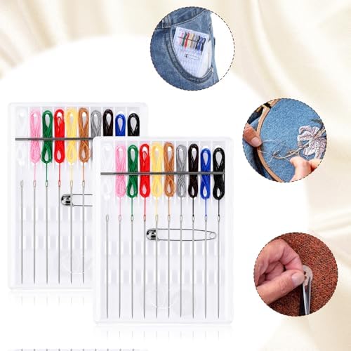 4 Boxes Travel Sewing Kit Mini, Pre Threaded Needles for Hand Sewing - Image 3
