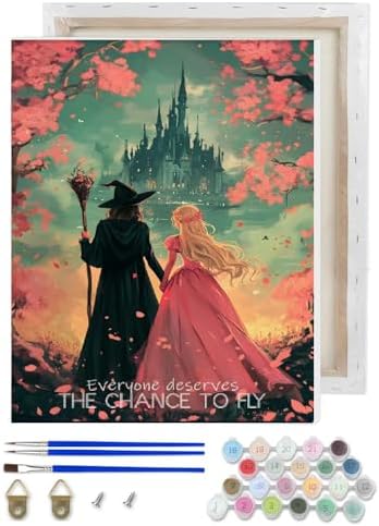 Witch Princess Paint by Numbers Kit for Adults Beginner with Framed by NEGEKFKX