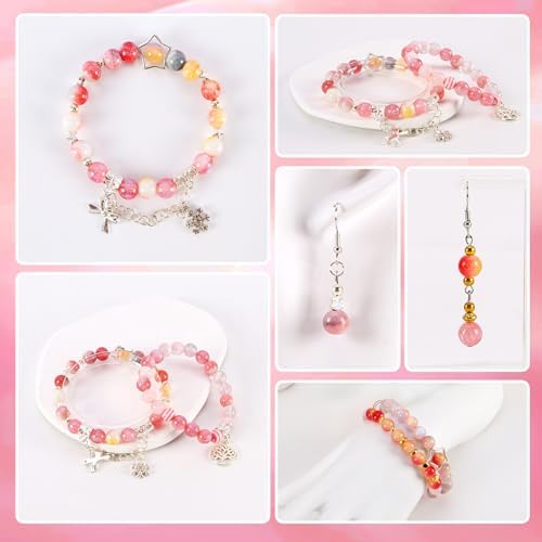 Glass Beads for Jewelry Making, 18 Colors Glass Beads for Bracelets Making kit Including 2-8mm Bead spacers/Lava Beads/Stone Rock DIY Jewelry Making Supplies for Adults, Bracelets Earring Making kit - Image 6