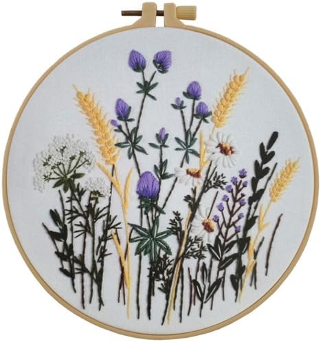 Esffaci Embroidery Starter Kit for Adult Beginner with Flowers Pattern Hand Embroidery Set with Cloth Hoop Needle Threader Floss and Instruction by Esffaci