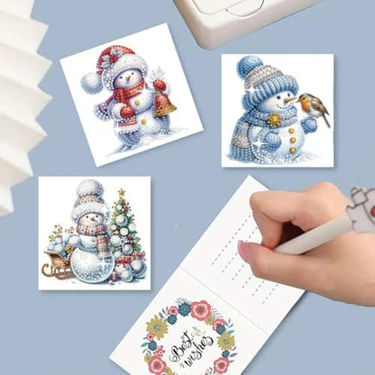 jinglinhh 6pcs Winter Christmas Snowman Snowflakes Diamond Art Painting Greeting Cards with Envelopes, DIY Card Making Kits for Adults, Diamond Art Postcards Holiday Cards Craft Gifts - Image 7
