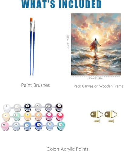 Jesus Paint by Numbers Kit for Adults Framed Canvas 12X16 in, Frameworkless - Image 3