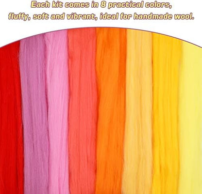 Wonvoc Needle Felting Wool 2.82oz /80g, 8 Colors Wool Roving (Summer) - Image 5
