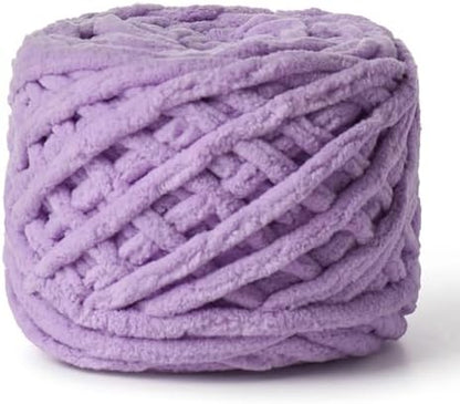 Plush Chenille Chunky Velvet 100g (49.2yd) - Fluffy Yarn for Crochet & Knitting - Baby Amigurumi Yarn (Purple) by OMoiut