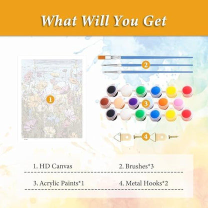 PHANTASYART Wild Flowers Paint by Numbers Kit for Adults 16x20inch - Image 6
