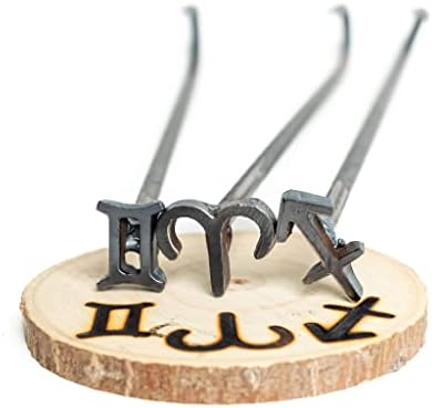 1" Zodiac Mini Steel Branding Irons Kit for Hats, Wood Burning, DIY Beginner Adult Crafts Bullet Points by The+Heritage+Forge