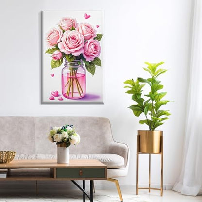 ATDMS Paint by Numbers Kit for Adults with Frame Flowers Paint by Number with Easel Floral Adult Paint by Number Kits Framed Canvas DIY Acrylic Oil Painting Kits for Home Wall Decor 8x12 Inch - Image 2