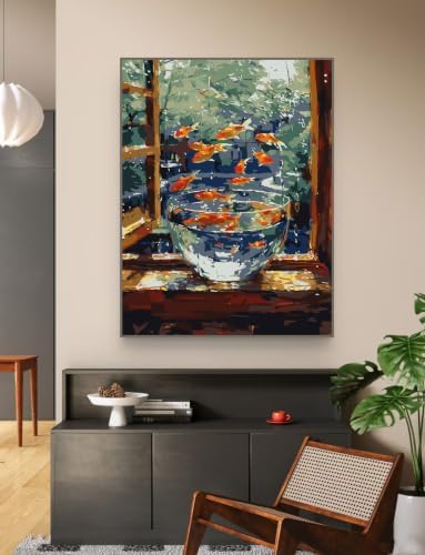 ZRIZQ Landscape Paint by Numbers Kit for Adults Beginner,Goldfish,16x20 - Image 6