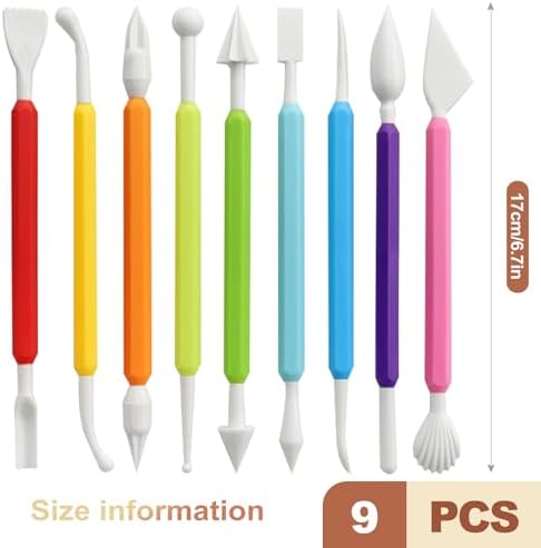QivaZira 9 Pcs Clay Sculpting Tools Double Head Pottery Modeling Carving Tool Kit for Air Dry Clay Polymer Clay Tools for Adults DIY Crafts Ceramic Wax Sculpting Supplies Assorted Colors - Image 2
