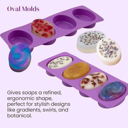 4 Pack Silicone Soap Molds - Rectangle, Square & 2 Oval Soap Making Molds DIY Soap Making Kit Accessories & Tools, Handmade Craft Supplies Mold Set for Soap Kit Adults Art Project - Image 4