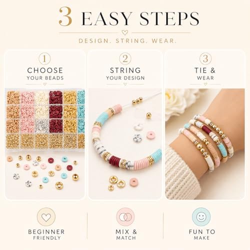 Believo Polymer Clay Beads Kit for DIY Jewelry – with Elastic Cord, Spacer Beads, Colorful Flat Heishi Beads – Ideal for Bracelet & Necklace Making (Macarons) - Image 6