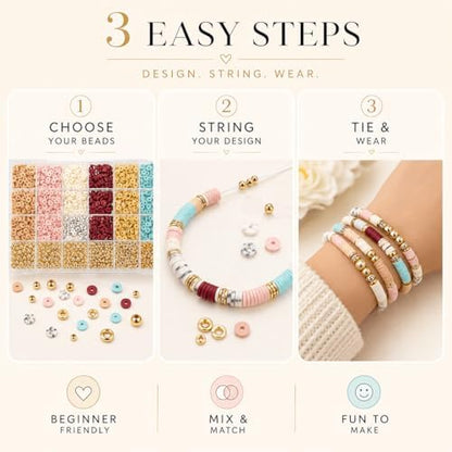 Believo Polymer Clay Beads Kit for DIY Jewelry – with Elastic Cord, Spacer Beads, Colorful Flat Heishi Beads – Ideal for Bracelet & Necklace Making (Macarons) - Image 6