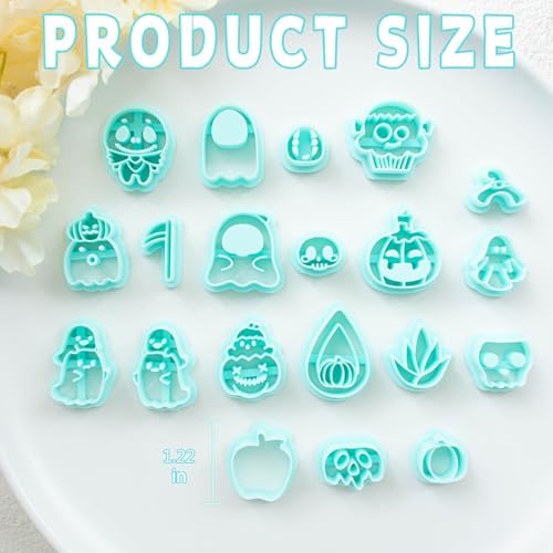 Tainsky Halloween PolymerClay Cutters - 20 Shapes Fall Polymer Clay Cutters for Earrings - Image 6