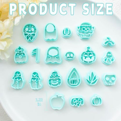 Tainsky Halloween PolymerClay Cutters - 20 Shapes Fall Polymer Clay Cutters for Earrings - Image 6