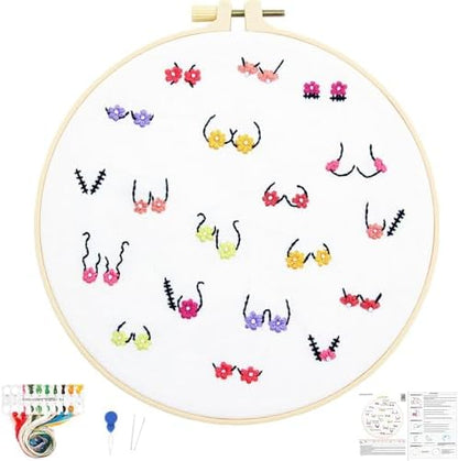 Crafmanoe Flowers Embroidery Kits for Beginners Adults, Hand Embroidery Starters Kits, Stamped Cross Stitch Kits DIY Needlepoint Kits for Beginners Adults, Embroidery Hoop, Thread and Video Tutorial by Unknown