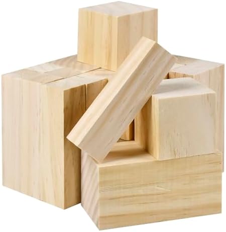 24-Piece Solid Wood Carving Blocks & Whittling Kit for Adults & Beginners - 3 Sizes Natural Wood Craft Supplies for DIY, Christmas Decor, Home Arts, Woodworking Class by Keshufu