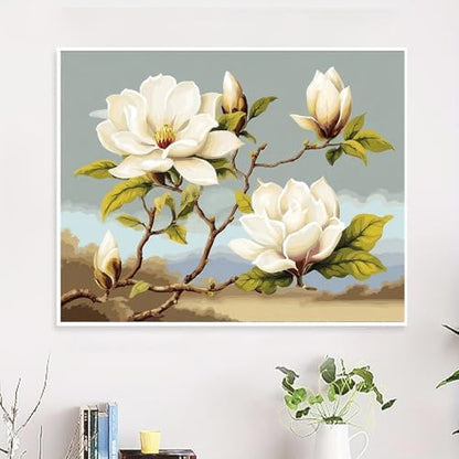 NDNXYXGS Flowers Paint by Numbers Kits for Adults,Magnolia DIY Painting Kit on Canvas,Floral Color by Numbers,Large Adult Paint by Number for Wall Decor and Gifts (flower2) - Image 2