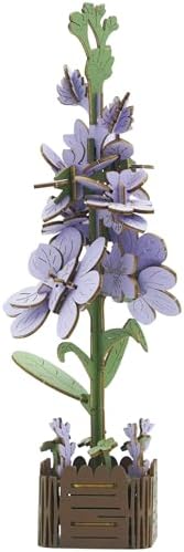 3D Wooden Flower Puzzle Kit for Adults | DIY Botanical Bouquet Building Set with Adjustable Vase | Home Decor & Stress Relief Gift-Violet (60PCS) by Unknown