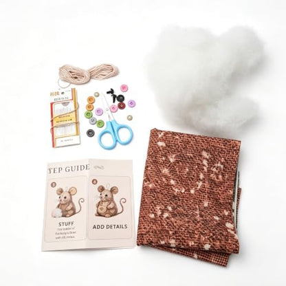 Odetina Patchwork Mouse DIY Sewing Kit, Handmade Craft Ornament Set (AA) by Odetina