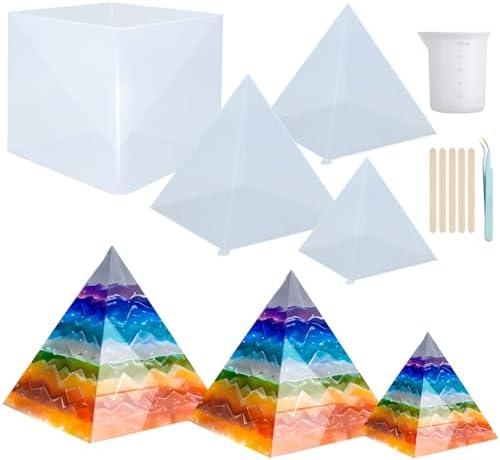 Pyramid Resin Molds Silicone,5"-7.4" 3 Pcs Inner Molds and 1 Plastic Frame by SIMEIQI