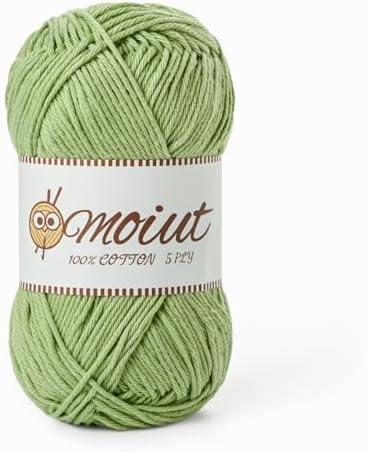Cotton Yarn for Crocheting, Baby Yarn for Crocheting Soft, 131yds / 1.76oz Fluffy Amigurumi Crochet Yarn, 5 Ply 100% Milk Cotton Yarn for Puzzle、Socks、Clothes(Avocado Green) by OMoiut