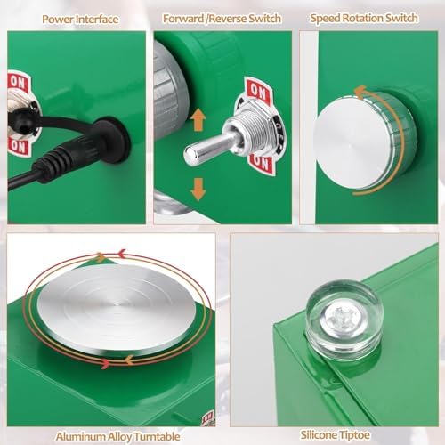 Dexcip Mini Pottery Wheel for Kid&Adult,2 Turntables Electric Ceramic Wheel - Image 5