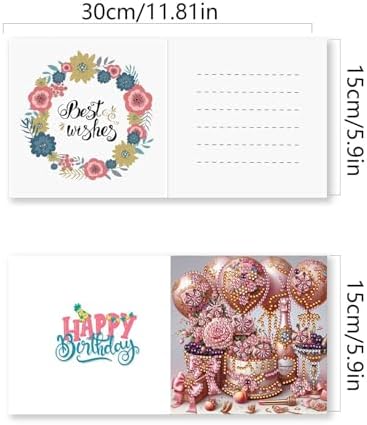 DIY Diamond Greeting Cards Set Christmas, 5D DIY Diamond Art Painting Greeting Card, DIY Christmas Card Making Kits for Family Friends Handmade Gift-#28-Happy Birthday - Image 2