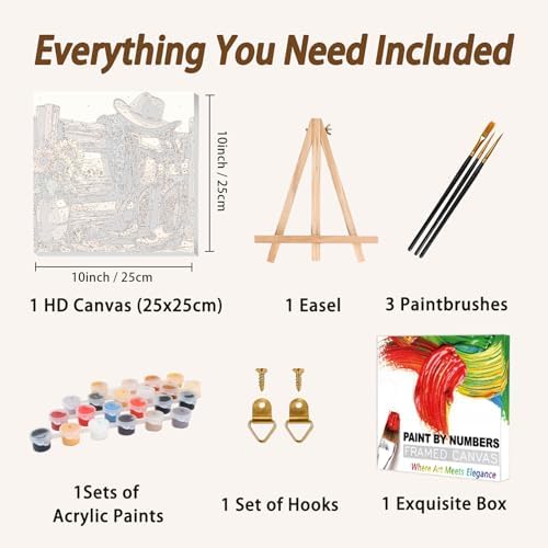 AUKELHJ Framed Paint by Numbers Kit for Adults, Boot;Sunflower, 10x10 inch - Image 5