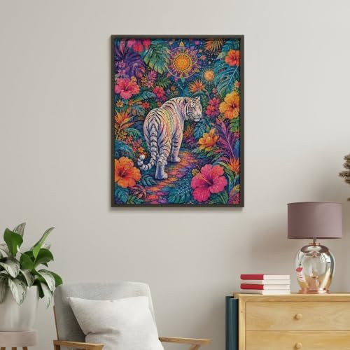 Bozfoxa Paint by Numbers Kit for Adults Beginner Tropical White Tiger - Image 4
