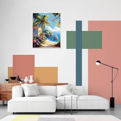 obterie Beach Paint by Numbers Kit for Adults Beginner Scenery Oil Painting Kit Adult Paint by Number Kits on Canvas DIY Painting for Beginners Art by Numbers for Gifts Home Wall Decor 16x20 Inch - Image 4