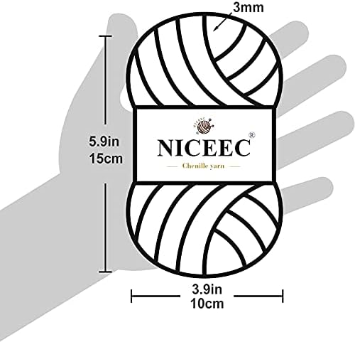 NICEEC 2 Skeins Soft Chenille Yarn 2 x255m (2X 279yds, 3X 150g)_Coffee - Image 5