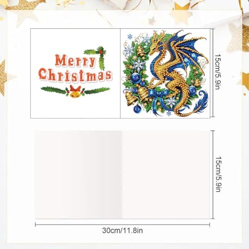 6pcs DIY Diamond Art Christmas Cards Kit with Envelopes & Tools-Diamond Dot Greeting Cards,Xmas 5D Rhinestones Painting for Adults,DIY Craft Family Friend Xmas Gifts(Christmas Dragon) - Image 5