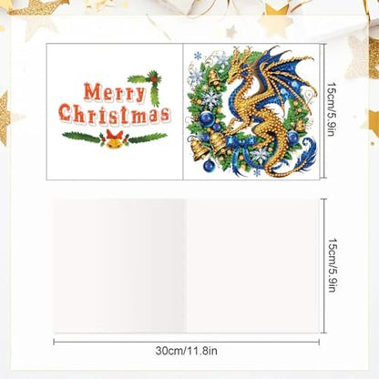 jinglinhh 6pcs Christmas Dragon Wreath Diamond Art Painting Greeting Cards with Envelopes, DIY Card Making Kits for Adults, Diamond Art Postcards Christmas Cards Craft Gifts - Image 2