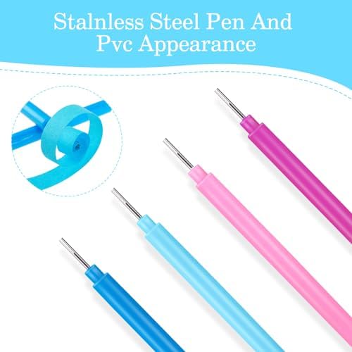12 Pcs Paper Quilling Tools, Paper Flower Rolling Tool Rolling Curling Quilling Needle Pen DIY Cardmaking Paper Quilling Pen for Art Craft DIY Paper Cardmaking Project(4 Colors) - Image 4
