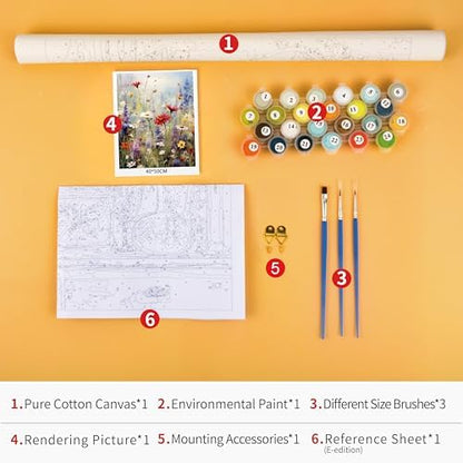 Flowers Paint by Numbers for Adults Beginner Colorful Floral Paint by Numbers Kits on Canvas Beautiful Wildflowers DIY Oil Paint by Numbers with Brushes and Acrylic Pigment 16x20inch Without Frame - Image 6