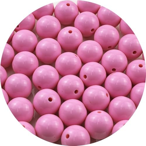 40pcs Acrylic Round Beads for Crafts 16mm Resin Candy Color Spacer Beads with Hole for Jewelry Making Sewing Crafts Decoration Necklaces Bracelets Earrings Supplies(Pink) by Unknown