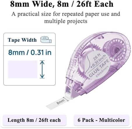 MARCADORUS Glue Tape Roller, Double-Sided Tape for Scrapbooking, 6 Pack - Image 5