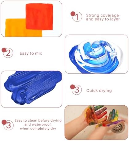 Artecho Acrylic Paint Set 24 Colors 2oz/59ml with 12 Brushes, Art Supplies - Image 4