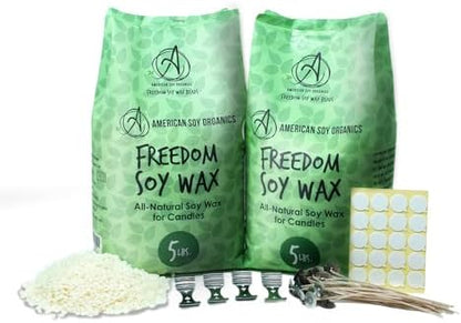 American Soy Organics Freedom Soy Wax Beads, DIY Candle Making Kit, 10 lbs by AmericanSoyOrganics