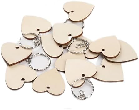 QMTSINEW 100 Pcs Blank Heart-Shaped Wooden Keychain Set,Unfinished Heart Wooden Circles with 100Pcs Key Rings Personalized Wood Keychain Key Ring Key Tags DIY Keychain Supplies for Craft - Image 4