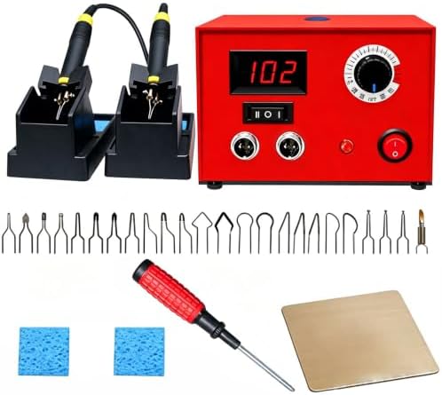 Wood Burning Machine Kit 110v 50w Pyrography Dual Pen Wood Burner Tool With Digital Temperature Adjustment Electric Woodburning Detailer For Wood Leather Gourd by Unknown