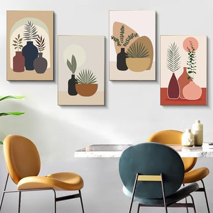 4 Pack Framed Paint by Numbers Kit for Adults Plant with Wooden Easel - Image 2