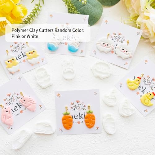 Easter Polymer Clay Cutters Set - 13pcs Sharp & Durable Bunny, Chick, Egg & Basket Shapes for DIY Earring Jewelry Making, Soft Clay Crafts & Spring Holiday Supplies - Image 3
